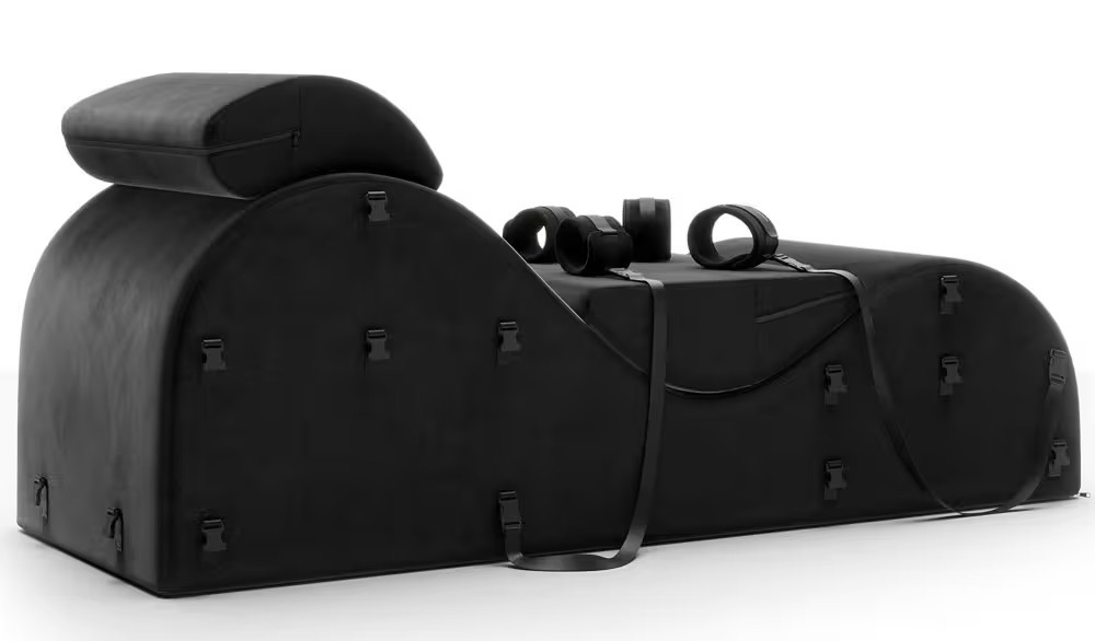 Pozicije užitka BDSM Sofa za vezanje s lisicama i manžetama za stopala (163 cm)
