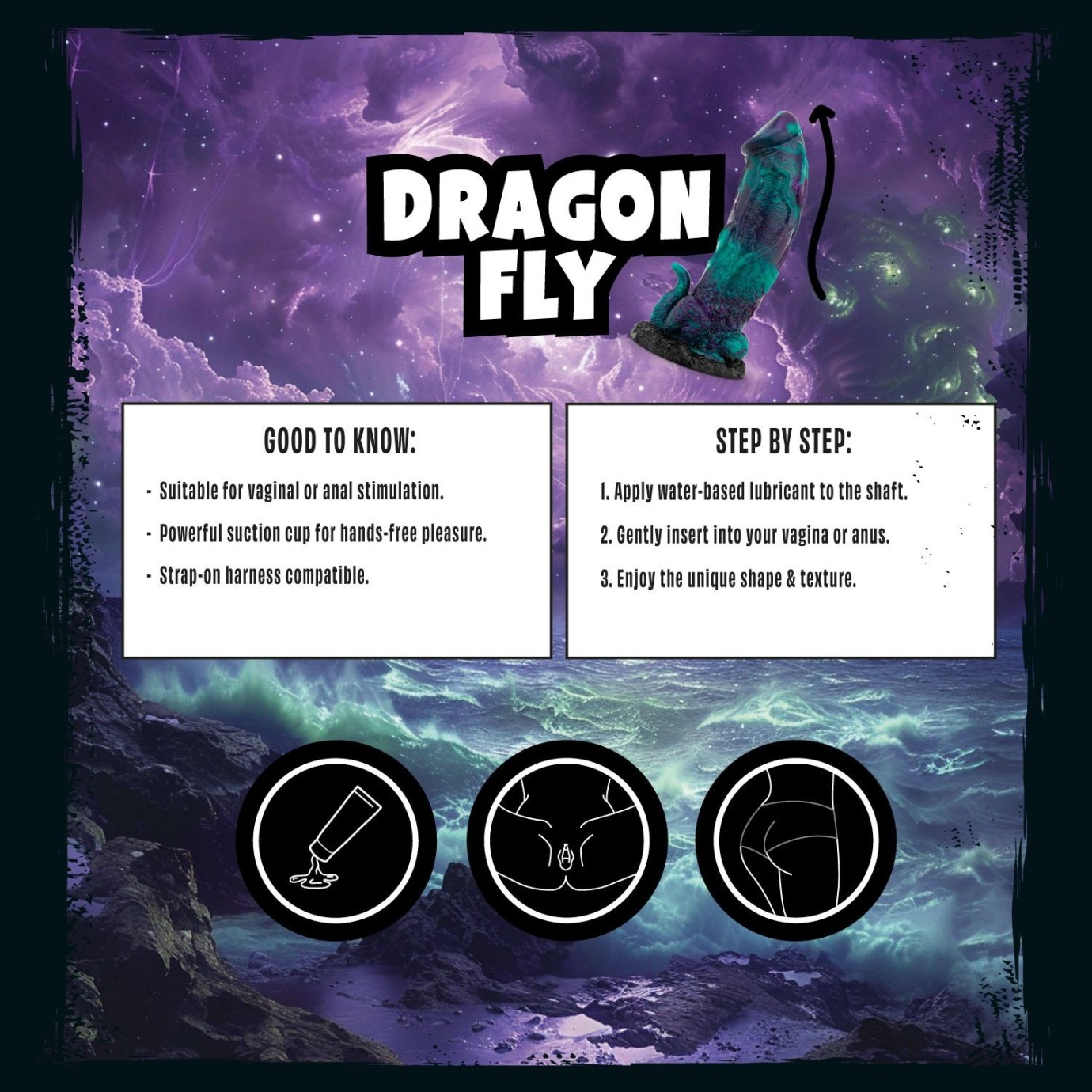 MYTHICAL MATES - Dragonfly Dildo Ljubičasto & Zeleno