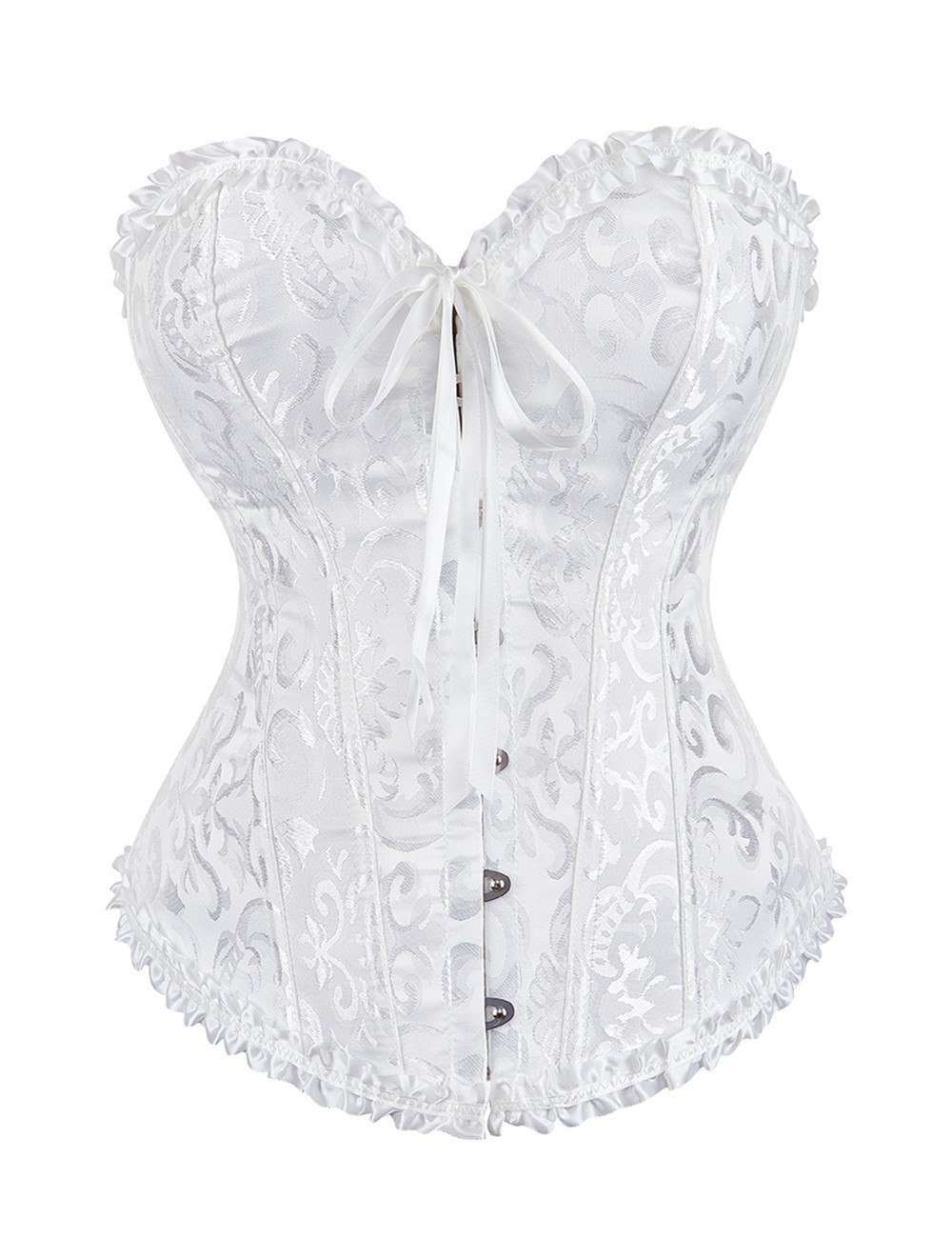 12 Pieces Soft Steel Bones White Sexy Jacquard Palace Style Corset