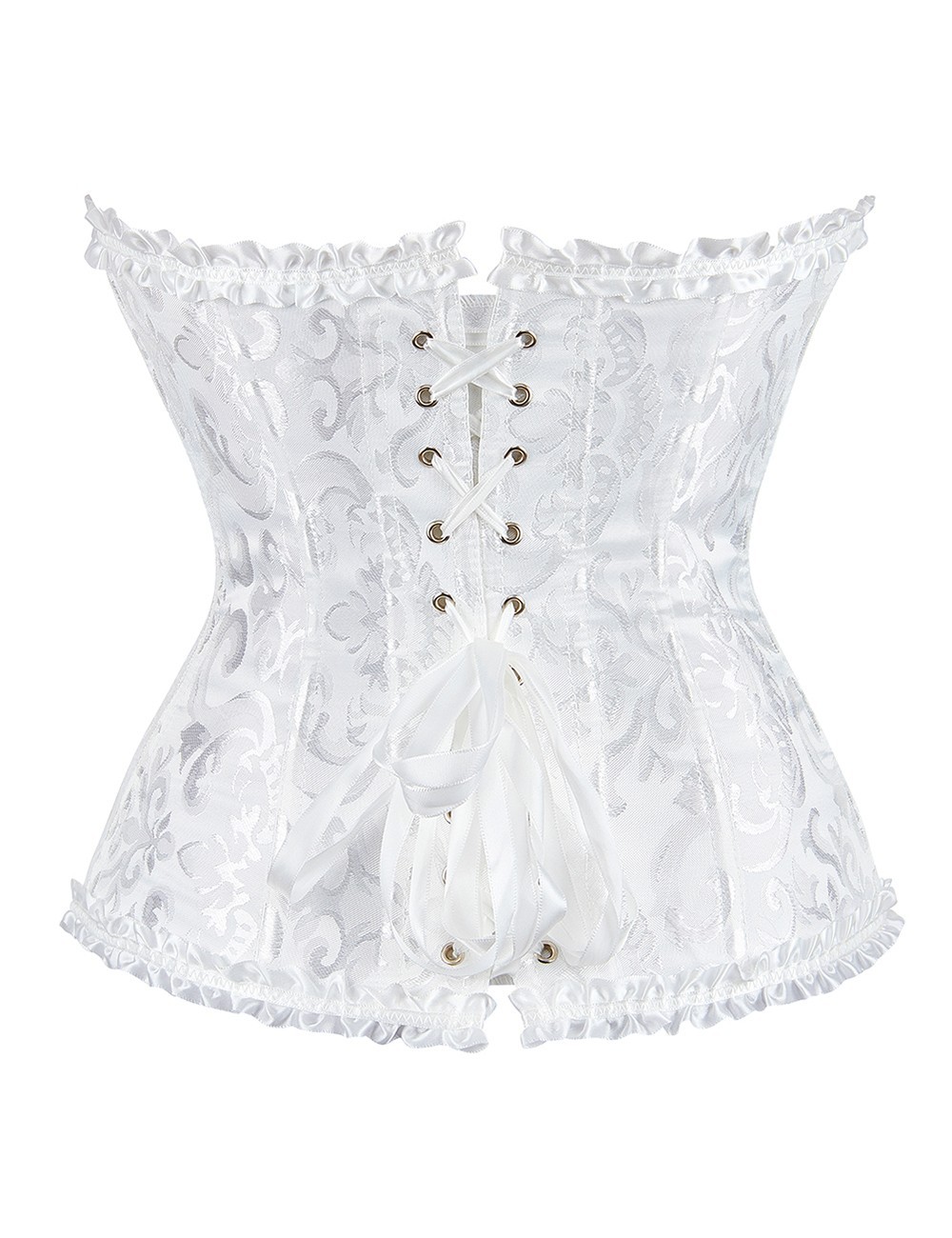 12 Pieces Soft Steel Bones White Sexy Jacquard Palace Style Corset