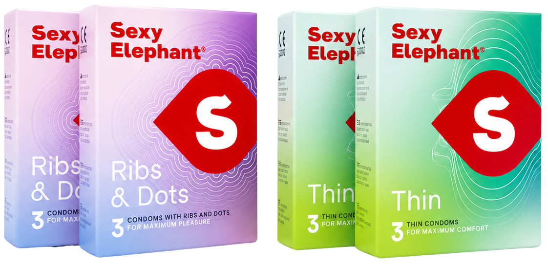 Set od četiri pakiranja kondoma Sexy Elephant Mix (12 komada)