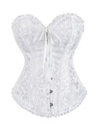 12 Pieces Soft Steel Bones White Sexy Jacquard Palace Style Corset