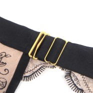 Black Sexy Mesh Embroidery Lace Garter Bra Set