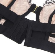 Black Sexy Mesh Embroidery Lace Garter Bra Set