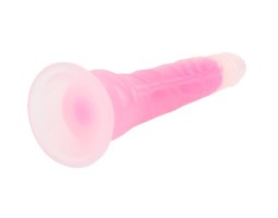 Svjetleći dildo s vakuumom Pinky Glow (21,5 cm)