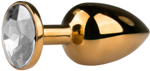 Easytoys Metal No.1 analni dildo s bijelim konusnim zlatom 2,5 cm