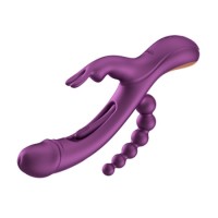 TRILUX Kinky Finger Rabbit Vibrator with Anal Beads Purple