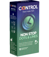 Control Single: Non Stop, 12 long love condoms with ribs and dots
