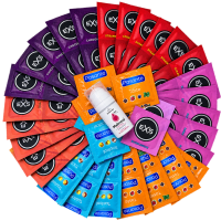 Set prezervativa s okusom – Tasty pack (72 ks) + SE malina gel za podmazivanje 15 ml