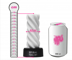 Tenga 3D Spiral masturbator, dimenzije u usporedbi s limenkom